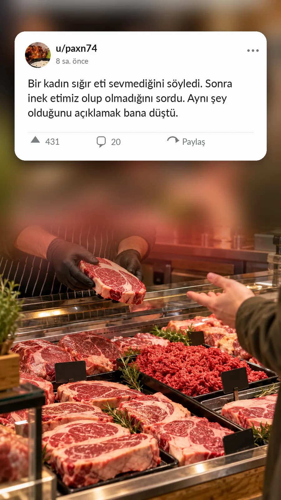 Sığır Eti Sevmediğini Söyleyip İnek Eti İsteyen Kadın