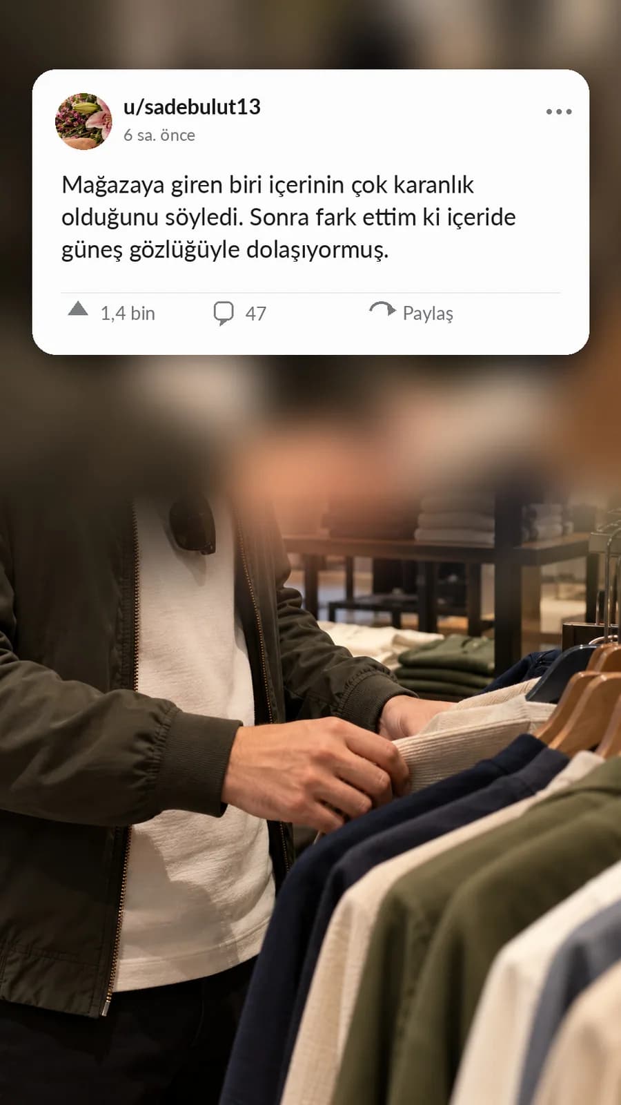 Gözündeki Güneş Gözlüğünü Unutup Mağazanın Karanlık Olduğunu Söyleyen Müşteri