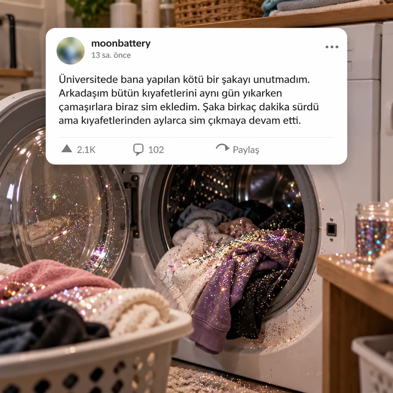 Kendisine yapılan şakaya çamaşır makinesine sim dökerek cevap verdi