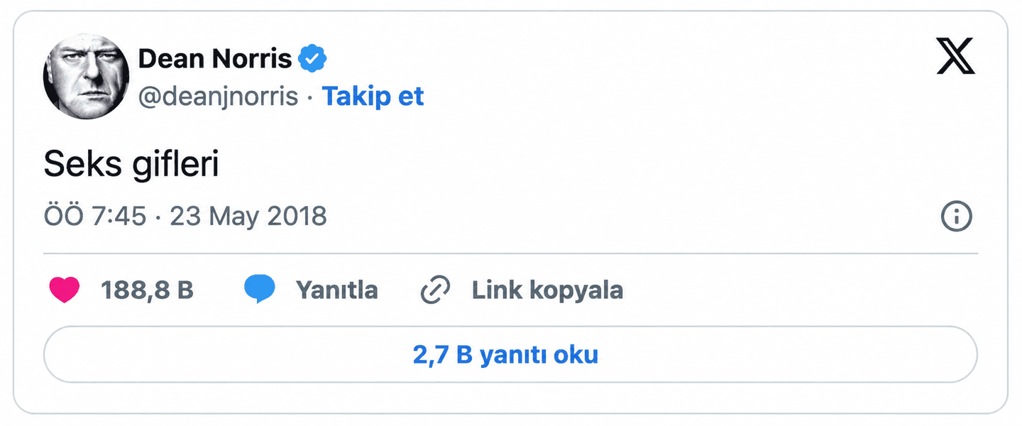 Dean Norris’ın İki Kelimelik ‘Arama’ Tweet’i